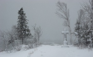 Snow storm at Father Baraga's Cross. 4-19-13